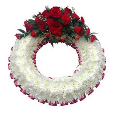 Wreath White &amp; Red Roses 