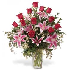 Hand tied Roses and Lilies USA 