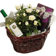 Rustic Rose &amp; Wine Basket