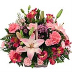 Pink Flowers Basket