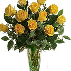 12 Yellow Roses Handtied Same Day 