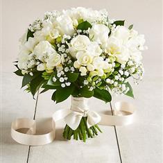 All White Roses and Freesia 